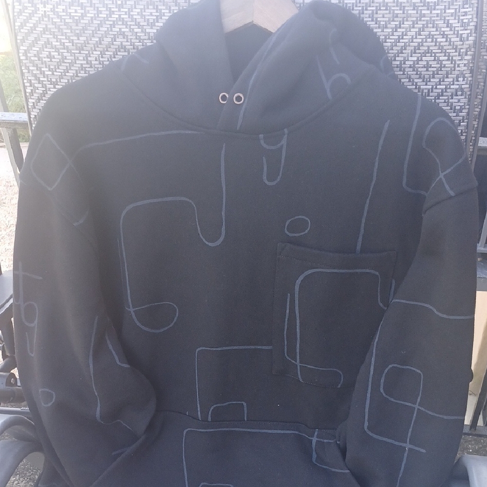 Men's Black Geometric Pattern Hoodie